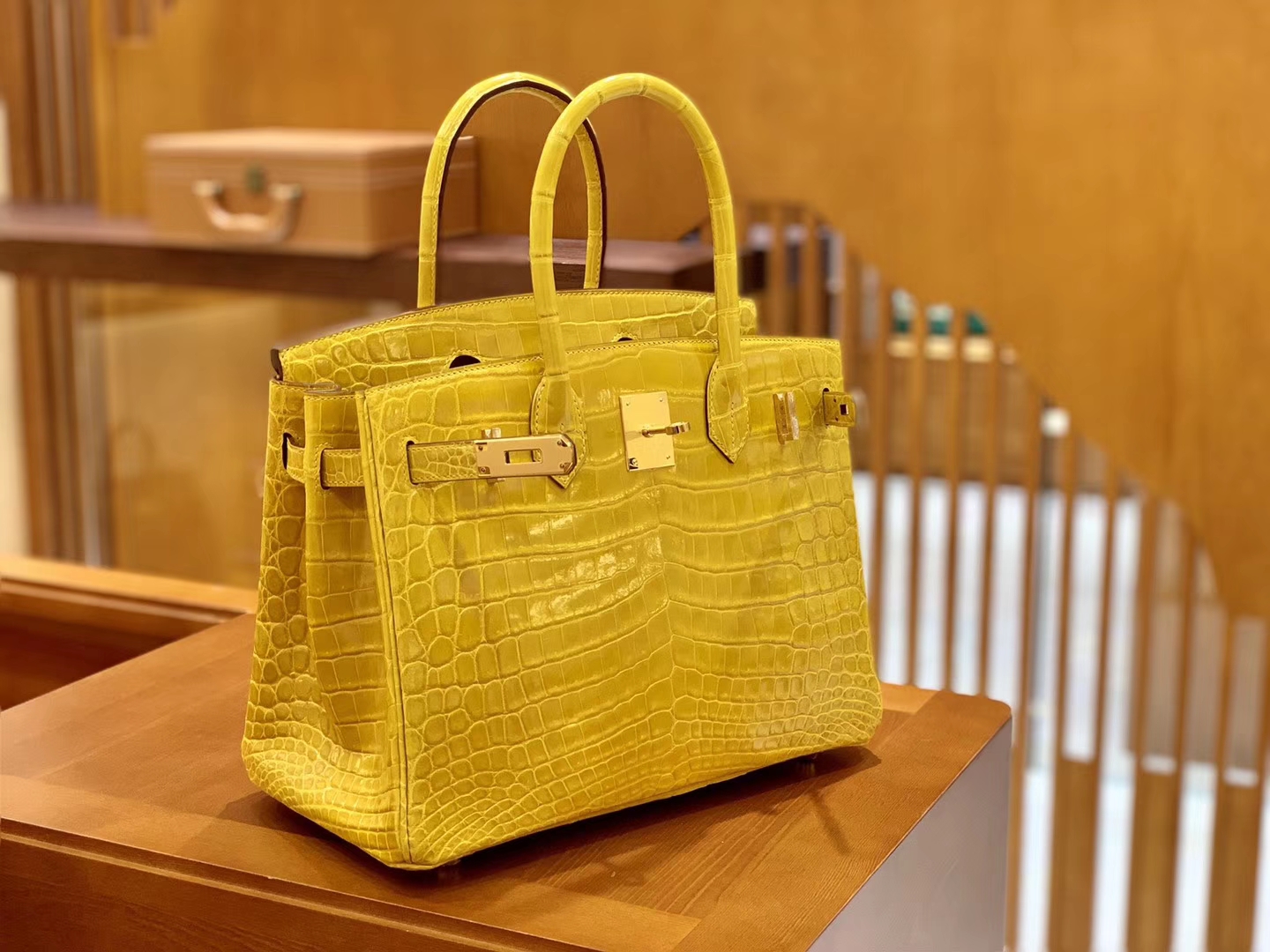 Hermès（爱马仕）Birkin 铂金包 琥珀黄 一级皮 尼罗鳄鱼皮 臻品级别 金扣 30cm