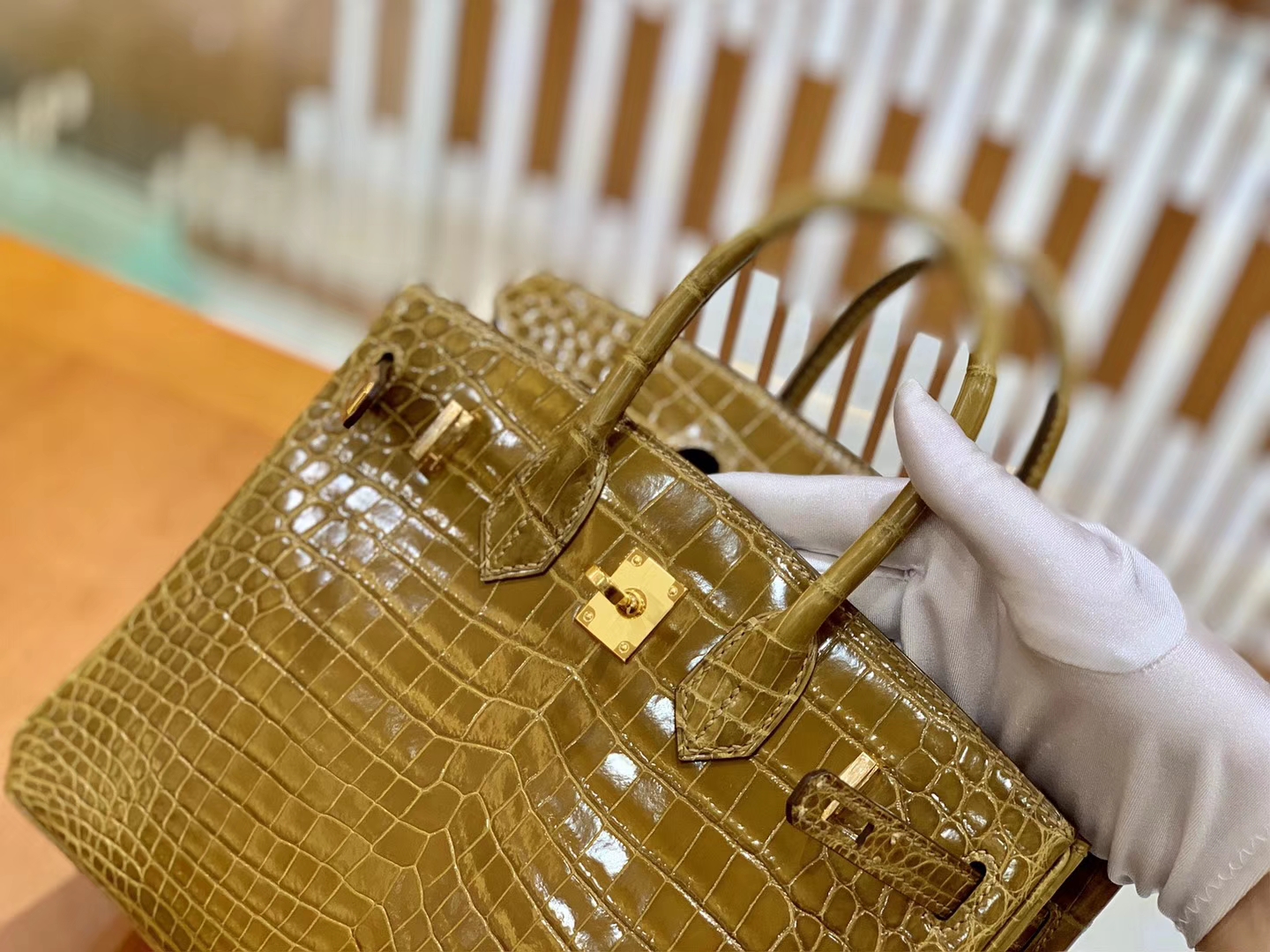Hermès（爱马仕）Birkin 铂金包 芥末黄 一级皮 尼罗鳄鱼皮 臻品级别 金扣 25cm