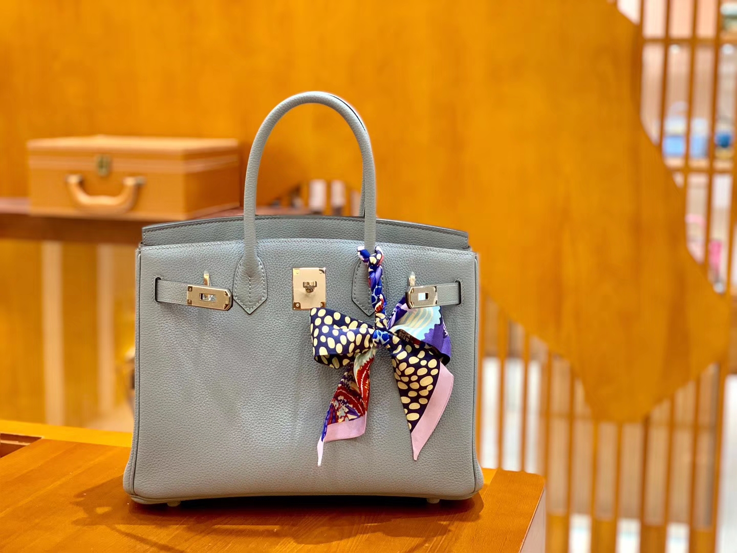 Hermès（爱马仕）Birkin 30cm 冰川蓝 银扣 德国进口togo 牛皮 全手工缝制