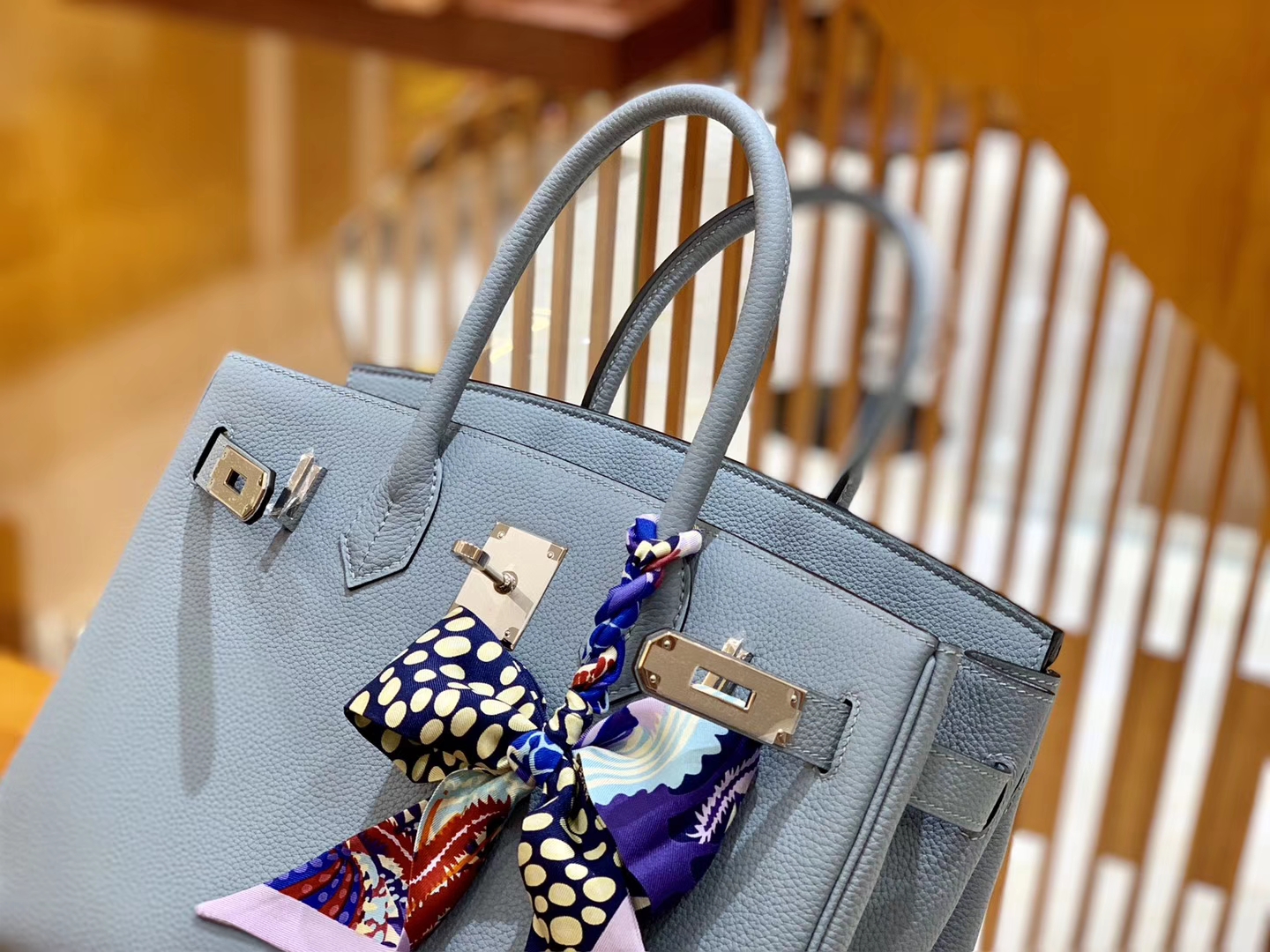 Hermès（爱马仕）Birkin 30cm 冰川蓝 银扣 德国进口togo 牛皮 全手工缝制