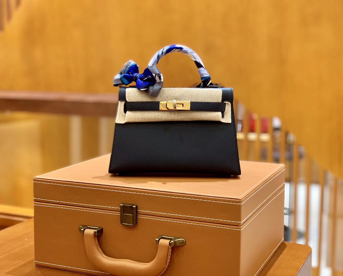 Hermès（爱马仕）MiniKelly 迷你凯莉 掌纹牛皮 午夜蓝 2代 19cm