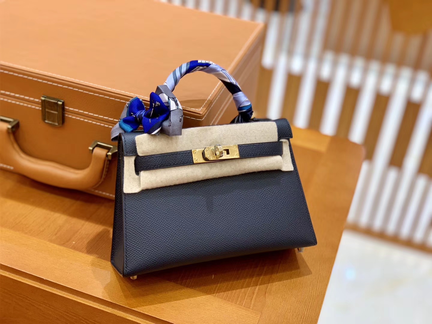 Hermès（爱马仕）MiniKelly 迷你凯莉 掌纹牛皮 午夜蓝 2代 19cm