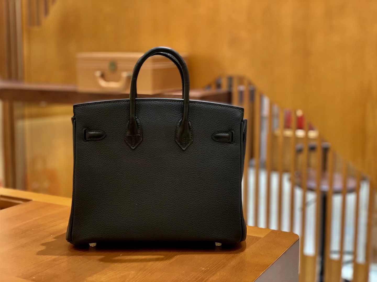 Hermès（爱马仕）Birkin 铂金包 经典黑 拼 祖母绿 Touch 牛皮拼鳄鱼皮 金扣 25cm