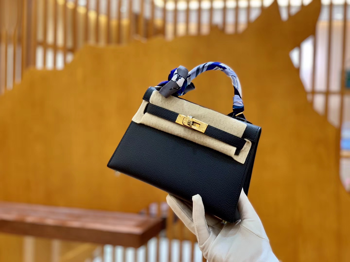 Hermès（爱马仕）MiniKelly 迷你凯莉 掌纹牛皮 午夜蓝 2代 19cm