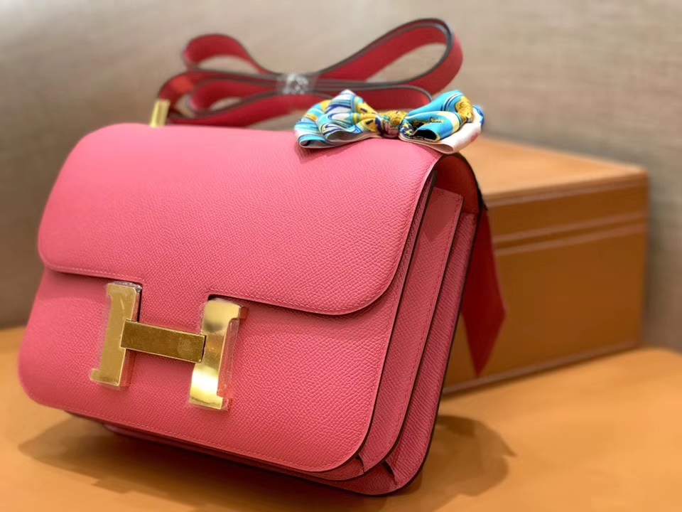 Hermès（爱马仕）康斯坦 Constance 空姐包 唇膏粉 德国进口牛皮 全手工缝制 金扣 24cm