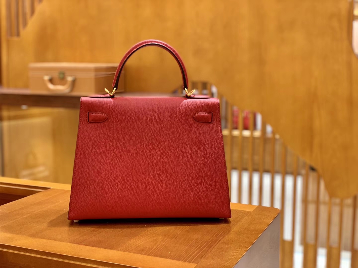 Hermès（爱马仕）Kelly 28cm 中国红 金扣 Epsom掌纹牛皮 全手工缝制 臻品级别