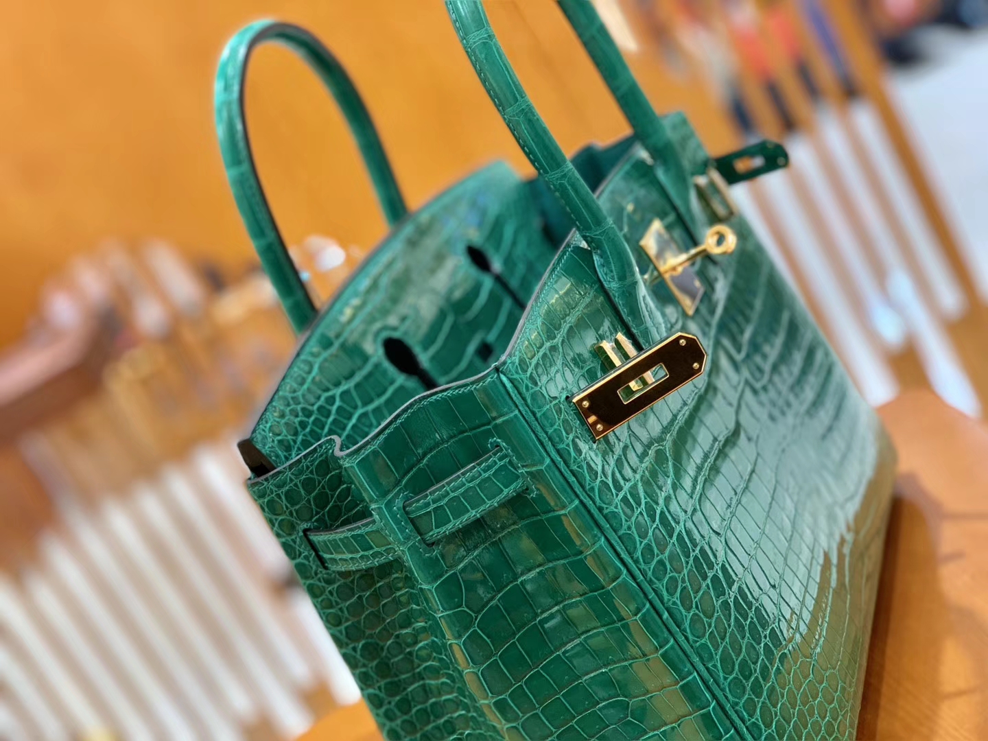 Hermès（爱马仕）Birkin 30 翡翠绿 金扣 湾鳄 一级皮