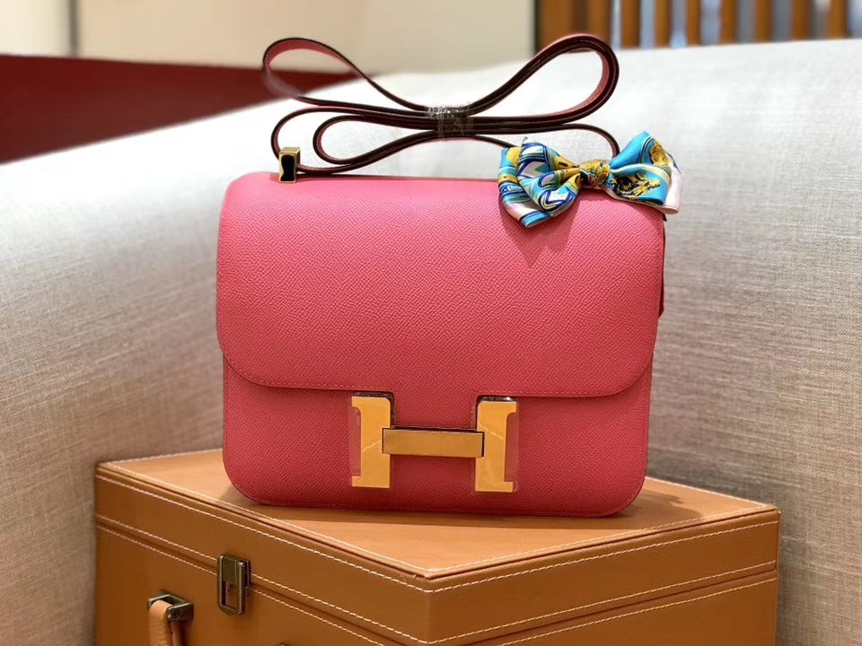 Hermès（爱马仕）康斯坦 Constance 空姐包 唇膏粉 德国进口牛皮 全手工缝制 金扣 24cm