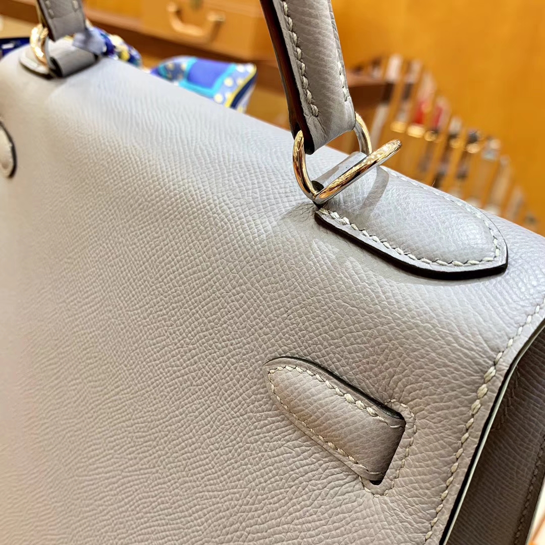 Hermès（爱马仕）Kelly 28cm 冰川蓝 金扣 Epsom掌纹牛皮 全手工缝制 臻品级别
