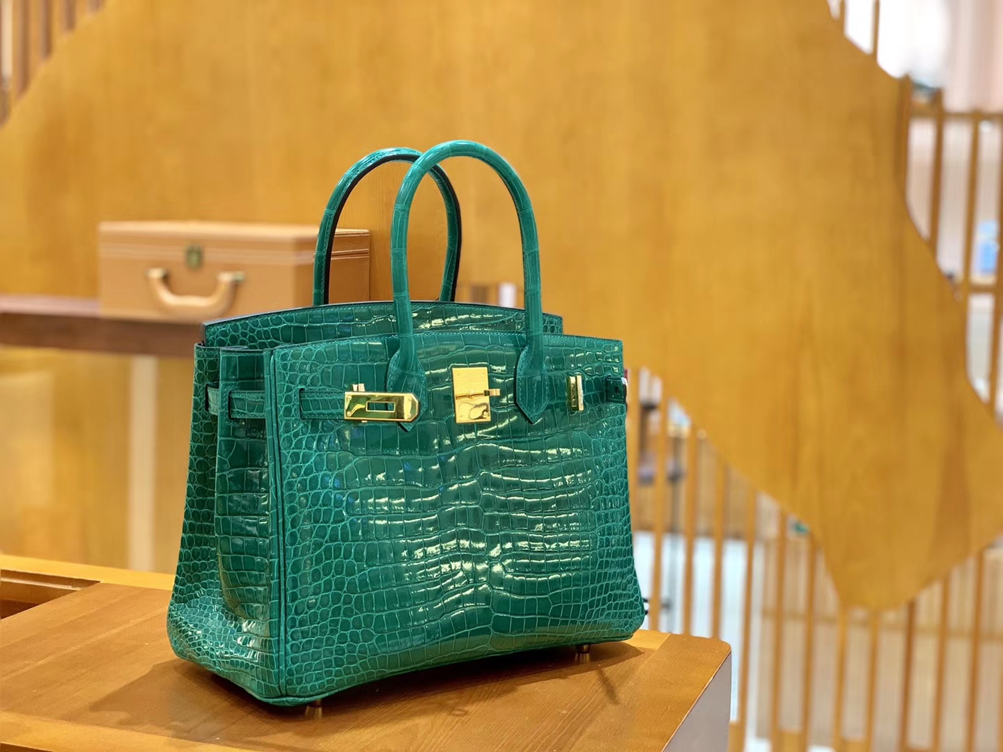 Hermès（爱马仕）Birkin 30 翡翠绿 金扣 湾鳄 一级皮