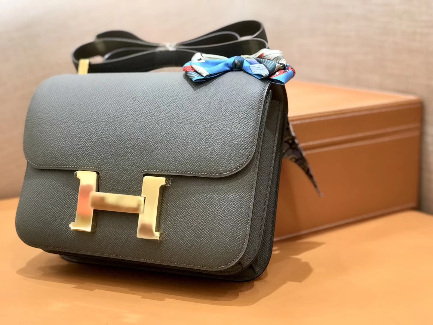 Hermès（爱马仕）康斯坦 Constance 空姐包 锡器灰 德国进口牛皮 全手工缝制 金扣 24cm