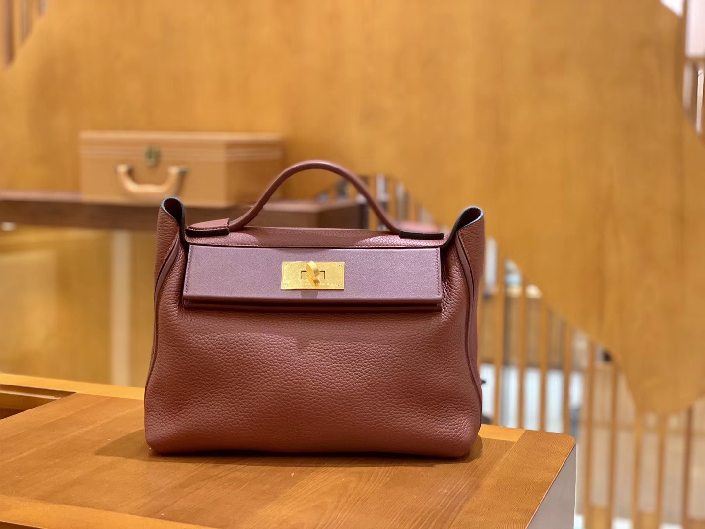 Hermès（爱马仕）Kelly-2424 波尔多酒红 原厂御用顶级小牛皮拼Swift皮 togo 金扣 29cm