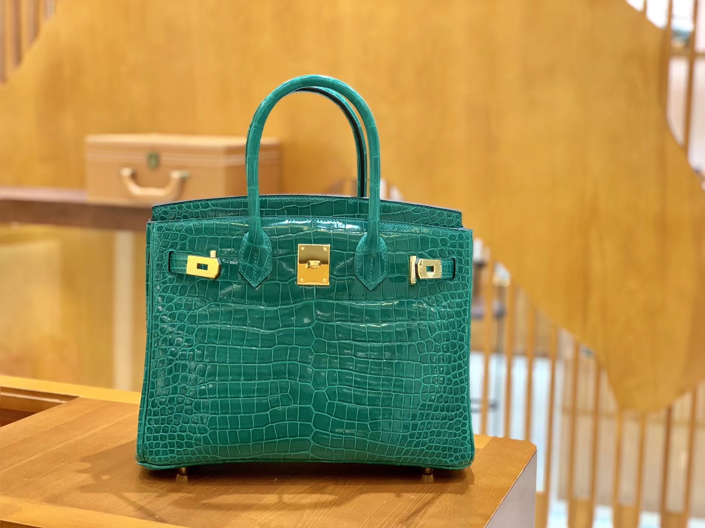 Hermès（爱马仕）Birkin 30 翡翠绿 金扣 湾鳄 一级皮