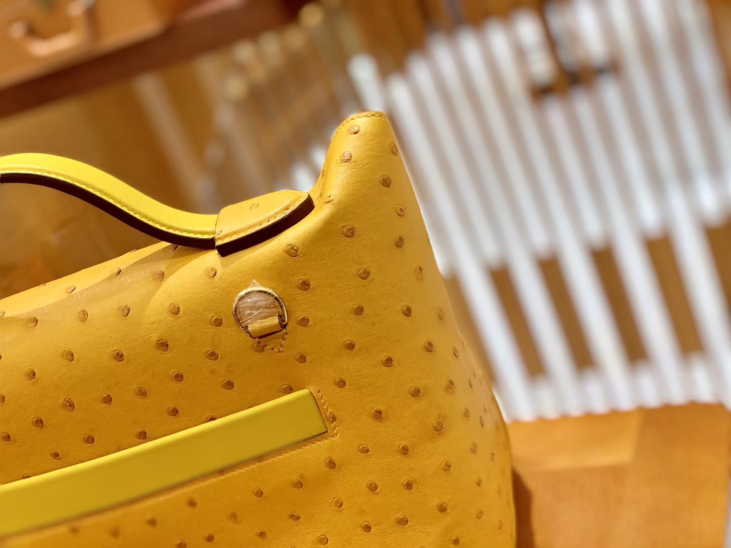 Hermès（爱马仕）Kelly-2424 琥珀黄 鸵鸟皮拼鳄鱼皮 顶级手缝 金扣 29cm