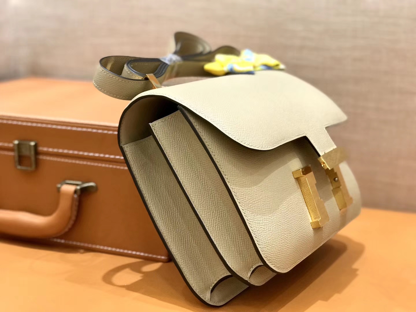Hermès（爱马仕）康斯坦 Constance 空姐包 风衣灰 德国进口牛皮 全手工缝制 金扣 24cm