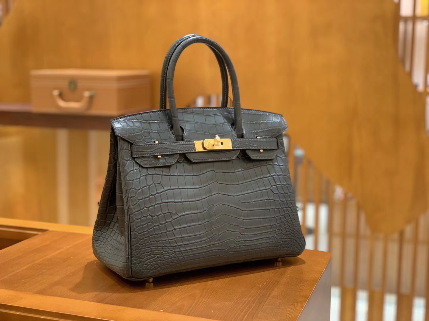Hermès（爱马仕）Birkin 30cm 铁灰色 金扣 进口 哑光尼罗鳄鱼皮 全手工缝制