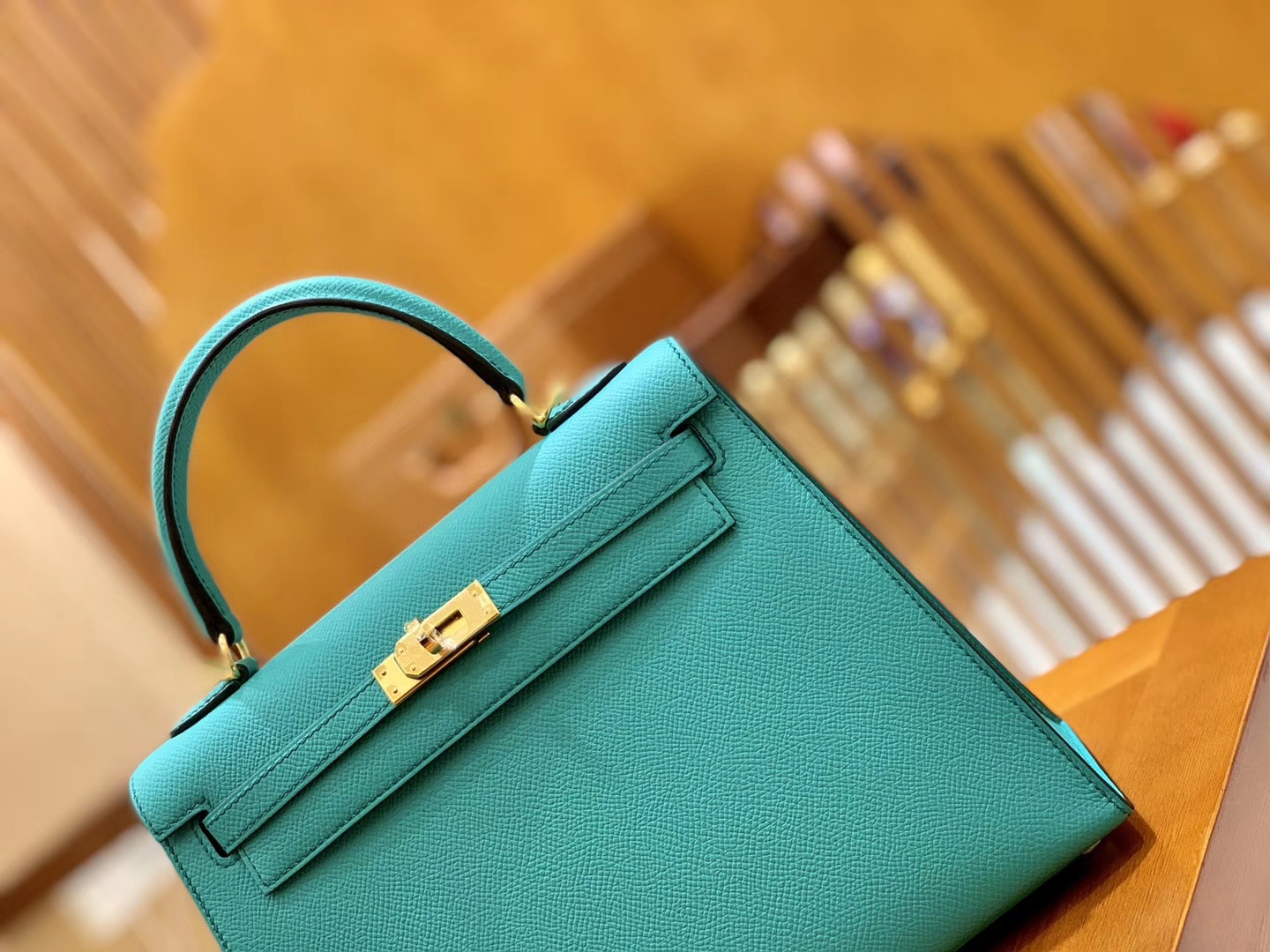 Hermès（爱马仕）Kelly 28cm 维罗纳绿 金扣 Epsom掌纹牛皮 全手工缝制 臻品级别