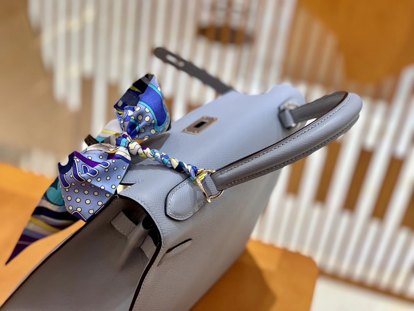 Hermès（爱马仕）Kelly 28cm 冰川蓝 金扣 Epsom掌纹牛皮 全手工缝制 臻品级别
