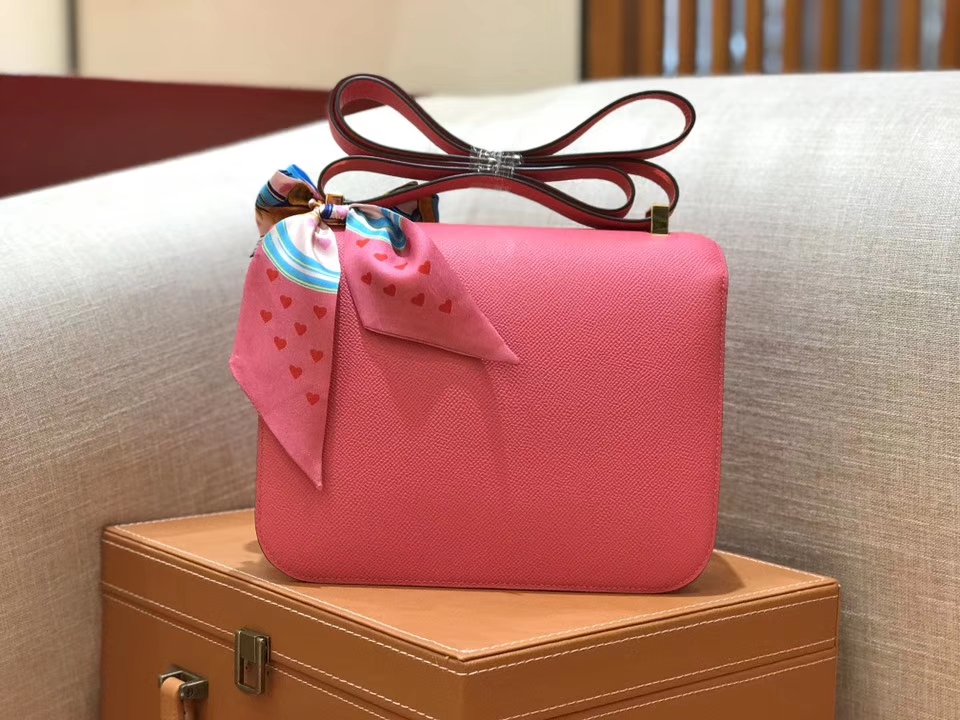Hermès（爱马仕）康斯坦 Constance 空姐包 唇膏粉 德国进口牛皮 全手工缝制 金扣 24cm