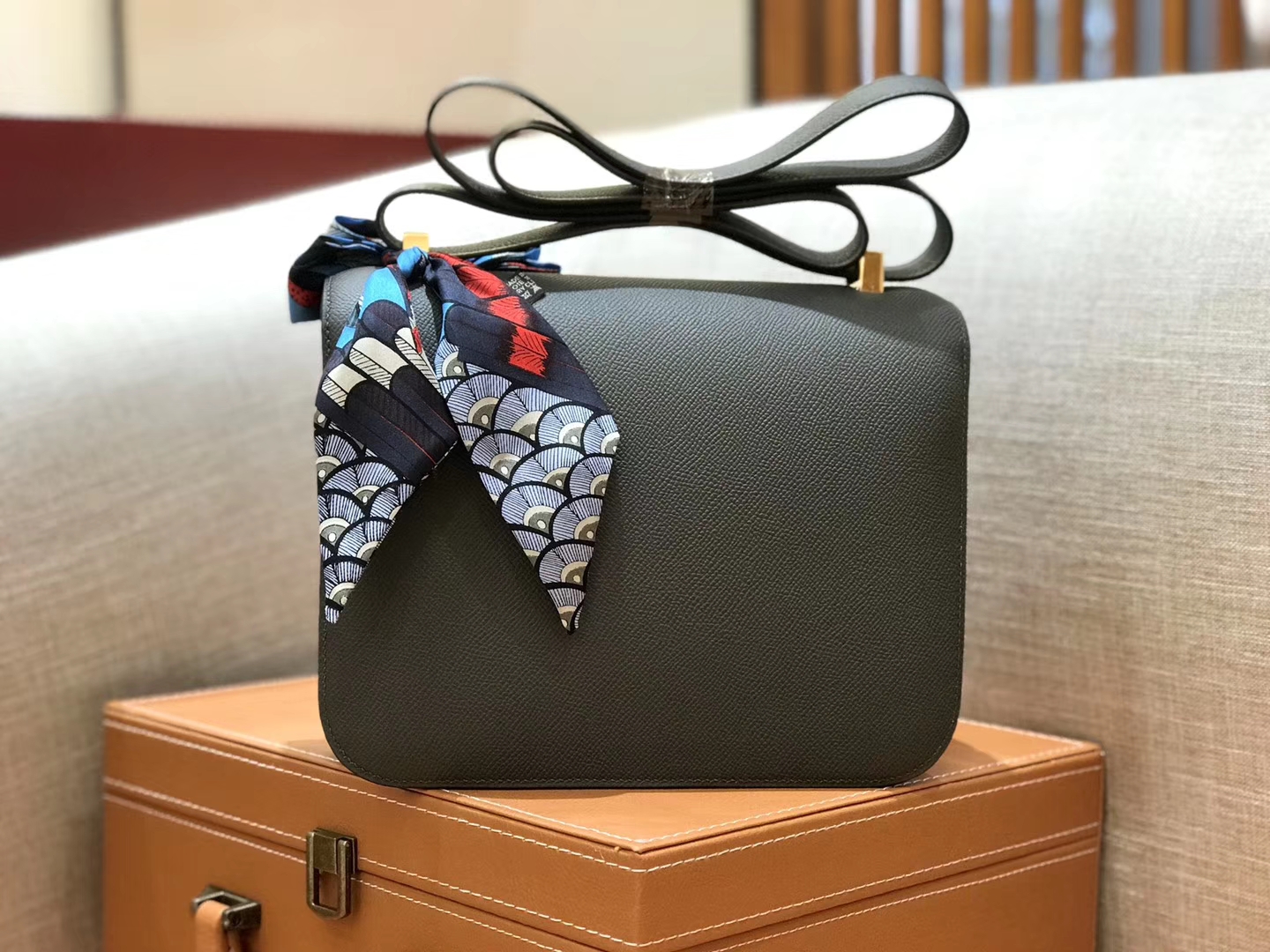 Hermès（爱马仕）康斯坦 Constance 空姐包 锡器灰 德国进口牛皮 全手工缝制 金扣 24cm