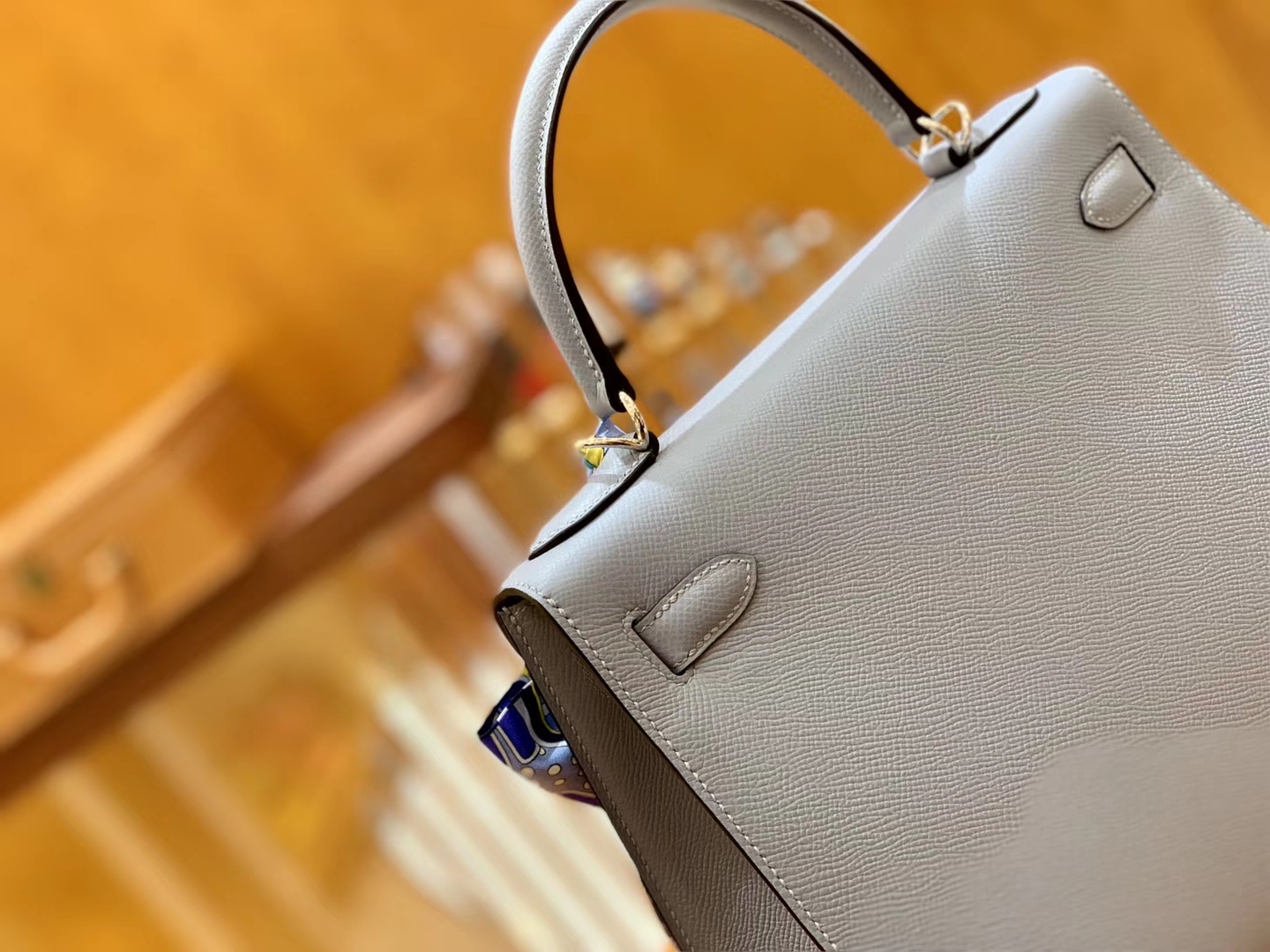 Hermès（爱马仕）Kelly 28cm 冰川蓝 金扣 Epsom掌纹牛皮 全手工缝制 臻品级别