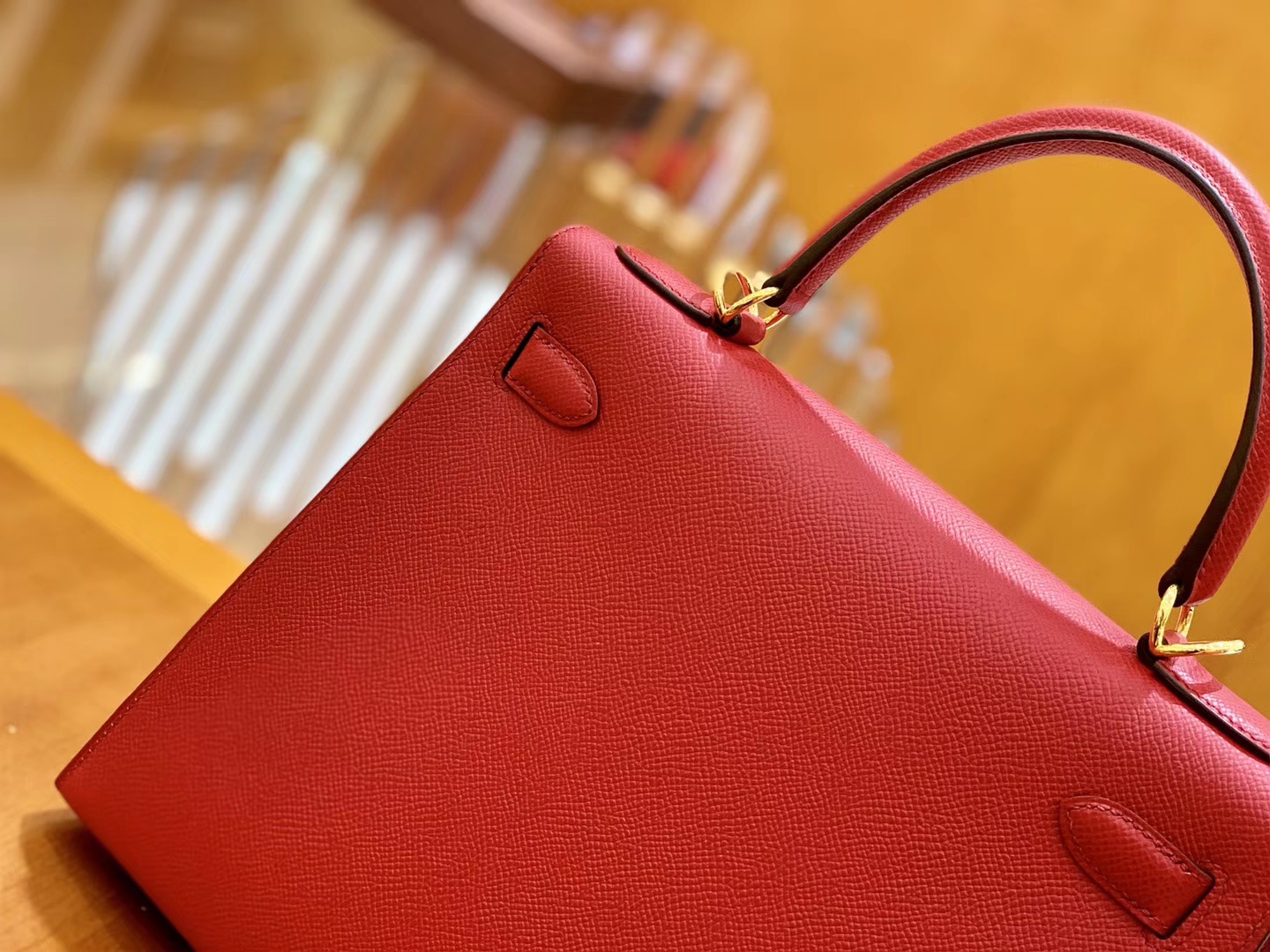 Hermès（爱马仕）Kelly 28cm 中国红 金扣 Epsom掌纹牛皮 全手工缝制 臻品级别
