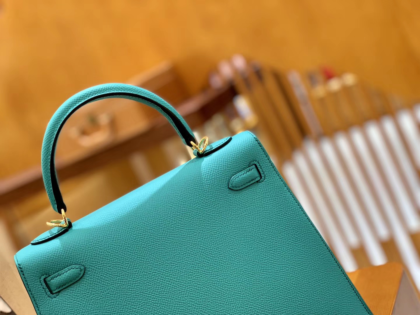 Hermès（爱马仕）Kelly 28cm 维罗纳绿 金扣 Epsom掌纹牛皮 全手工缝制 臻品级别