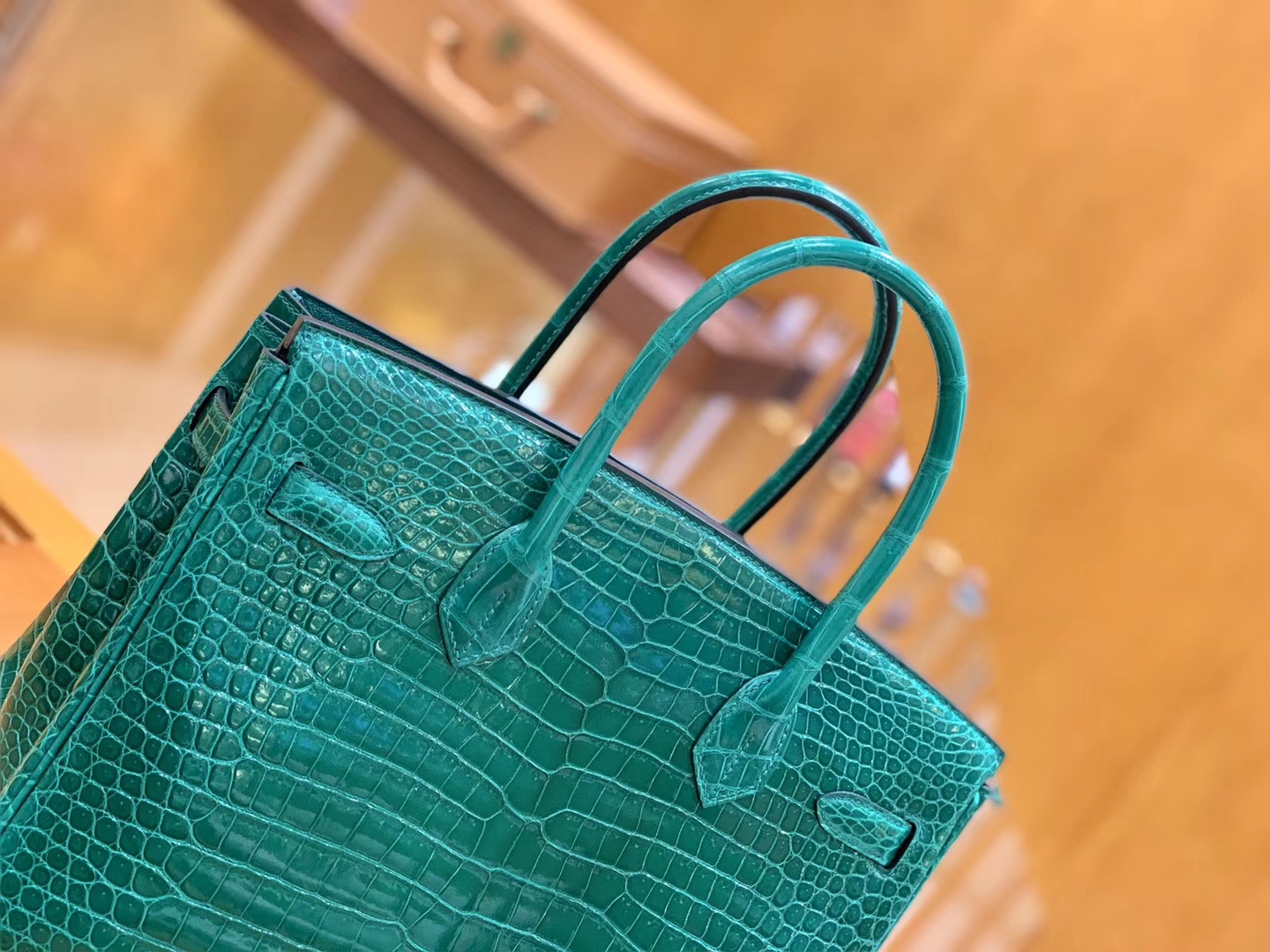 Hermès（爱马仕）Birkin 30 翡翠绿 金扣 湾鳄 一级皮