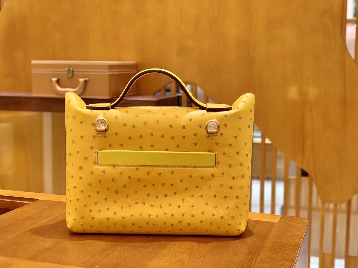 Hermès（爱马仕）Kelly-2424 琥珀黄 鸵鸟皮拼鳄鱼皮 顶级手缝 金扣 29cm