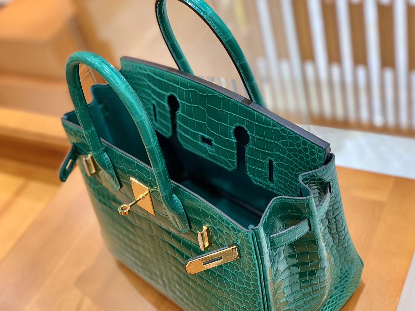 Hermès（爱马仕）Birkin 30 翡翠绿 金扣 湾鳄 一级皮