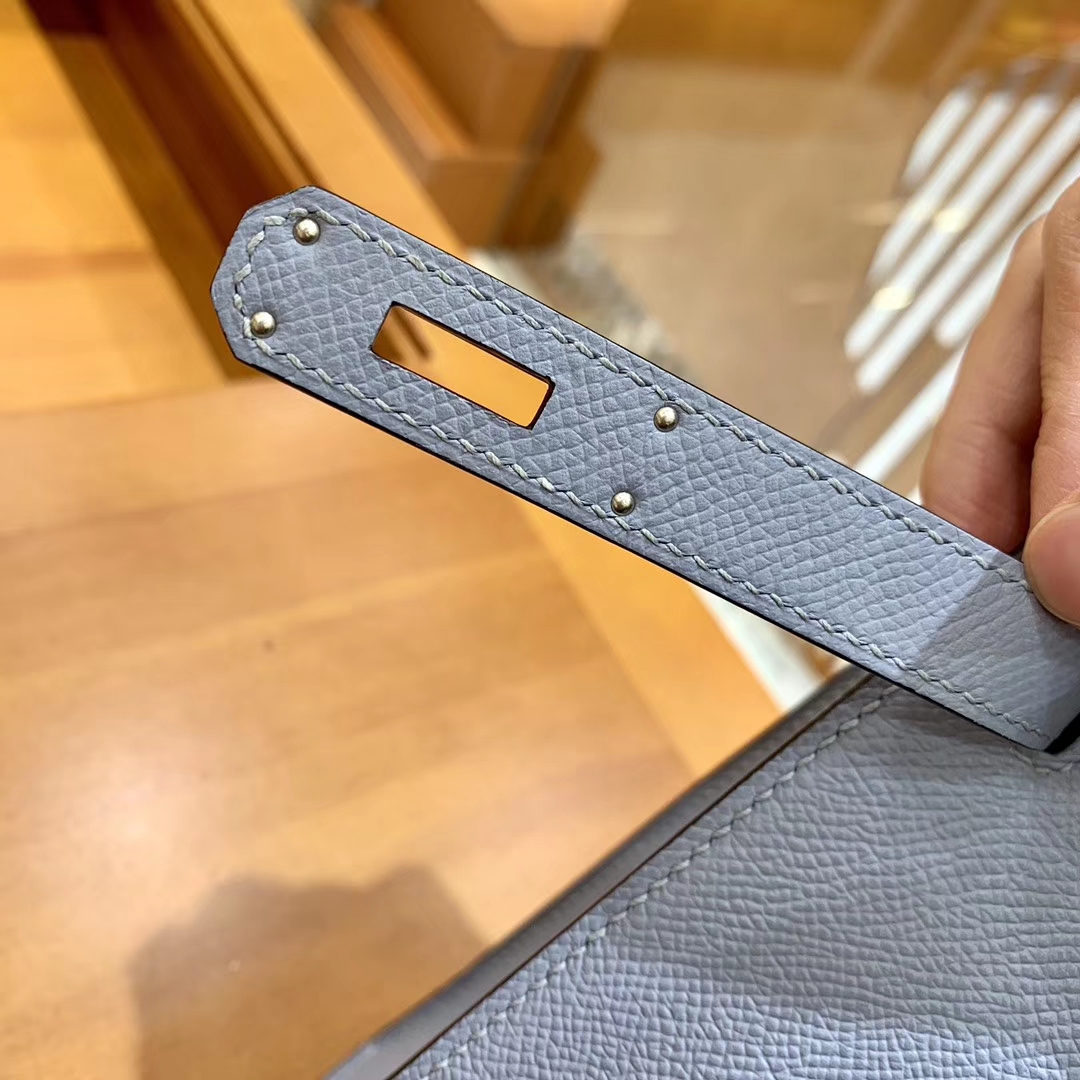 Hermès（爱马仕）Kelly 28cm 冰川蓝 金扣 Epsom掌纹牛皮 全手工缝制 臻品级别