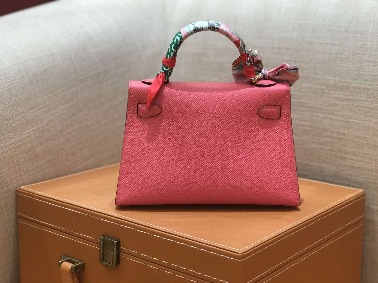 Hermès（爱马仕）mini Kelly 唇膏粉 金扣 德国进口掌纹皮 全手工缝制