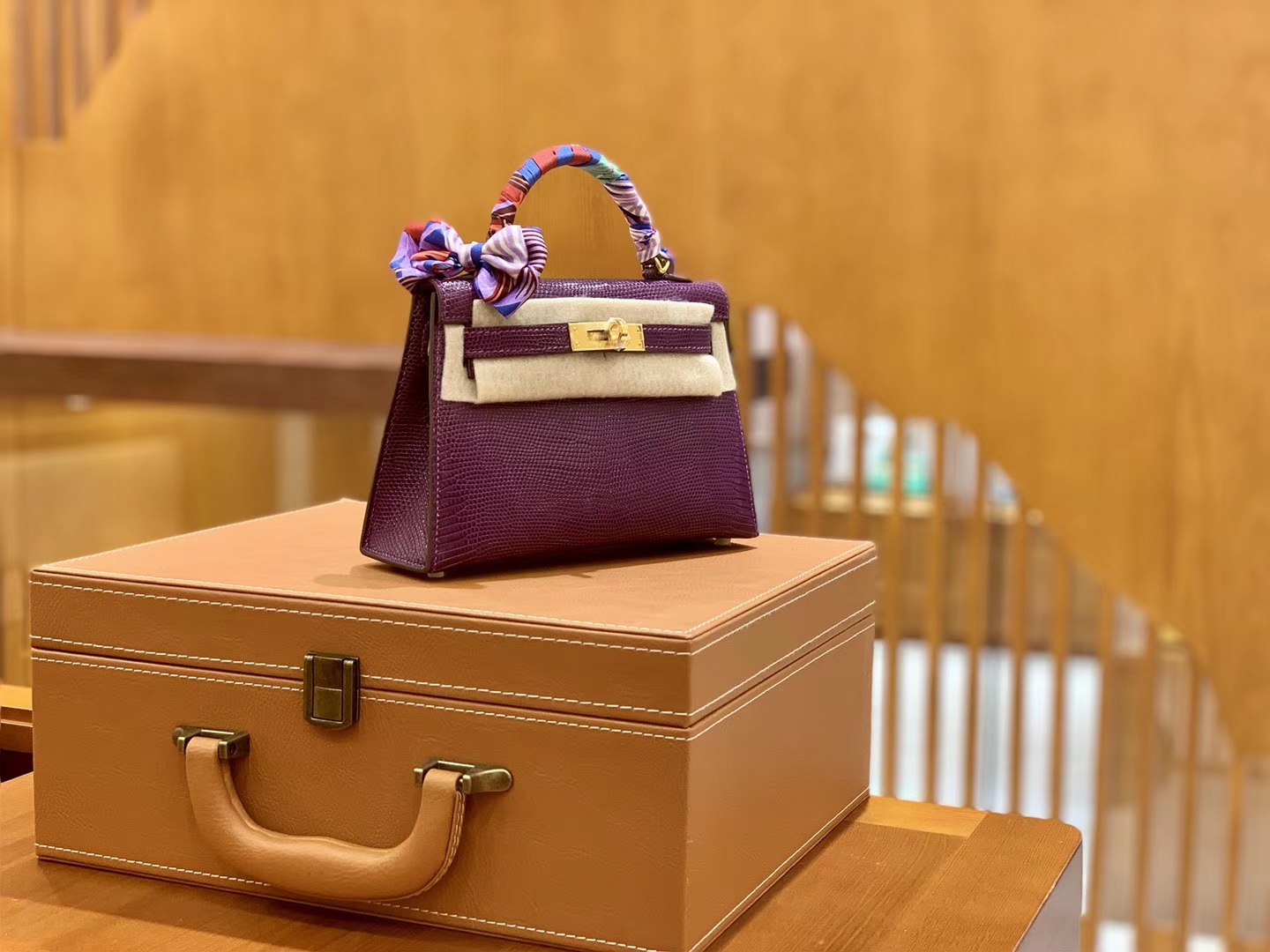 Hermès（爱马仕）MiniKelly 迷你凯莉 蜥蜴皮 水晶紫 2代 19cm