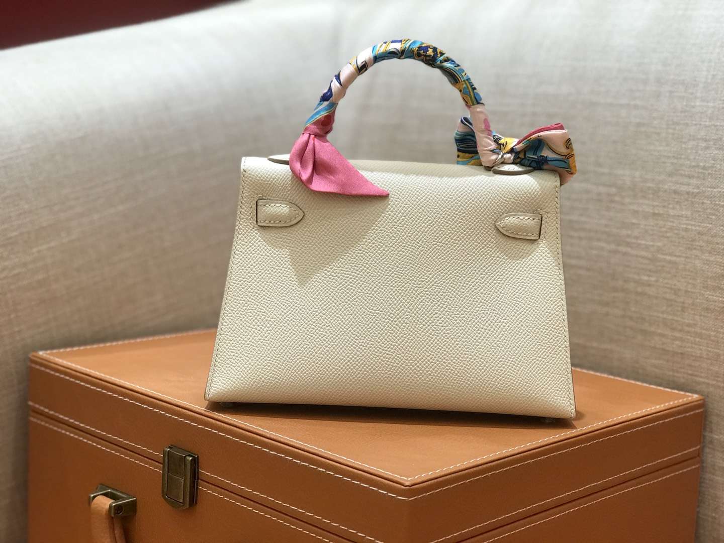 Hermès（爱马仕）mini Kelly 奶昔白 银扣 德国进口掌纹皮 全手工缝制