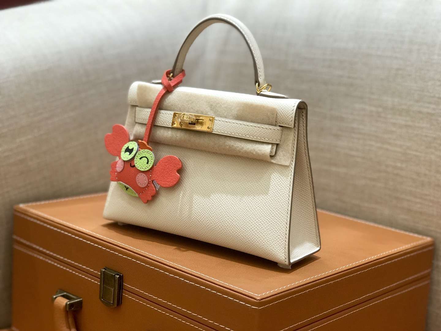 Hermès（爱马仕）mini Kelly 奶昔白 金扣 德国进口掌纹皮 全手工缝制