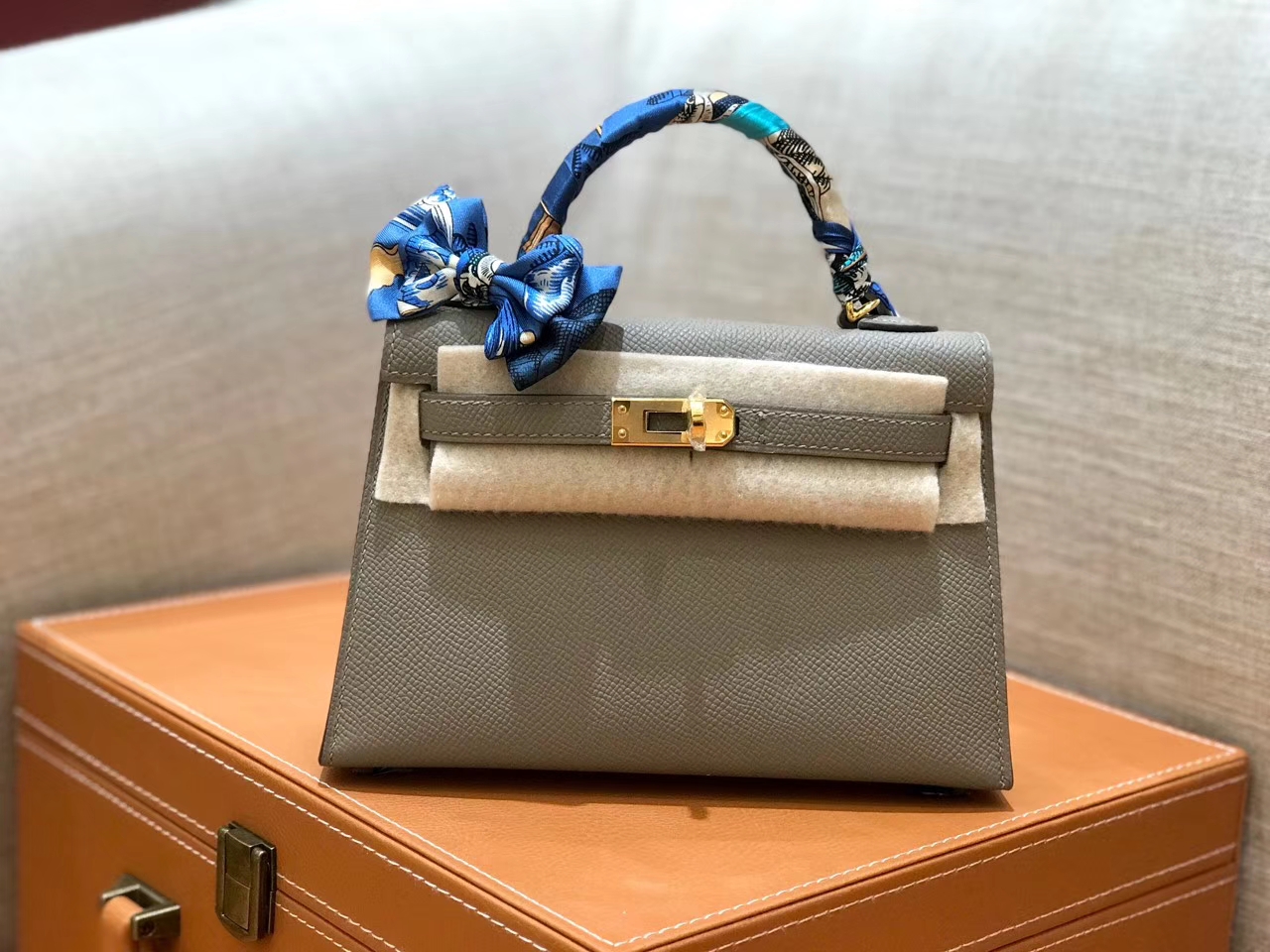 Hermès（爱马仕）mini Kelly 银河灰 金扣 德国进口掌纹皮 全手工缝制