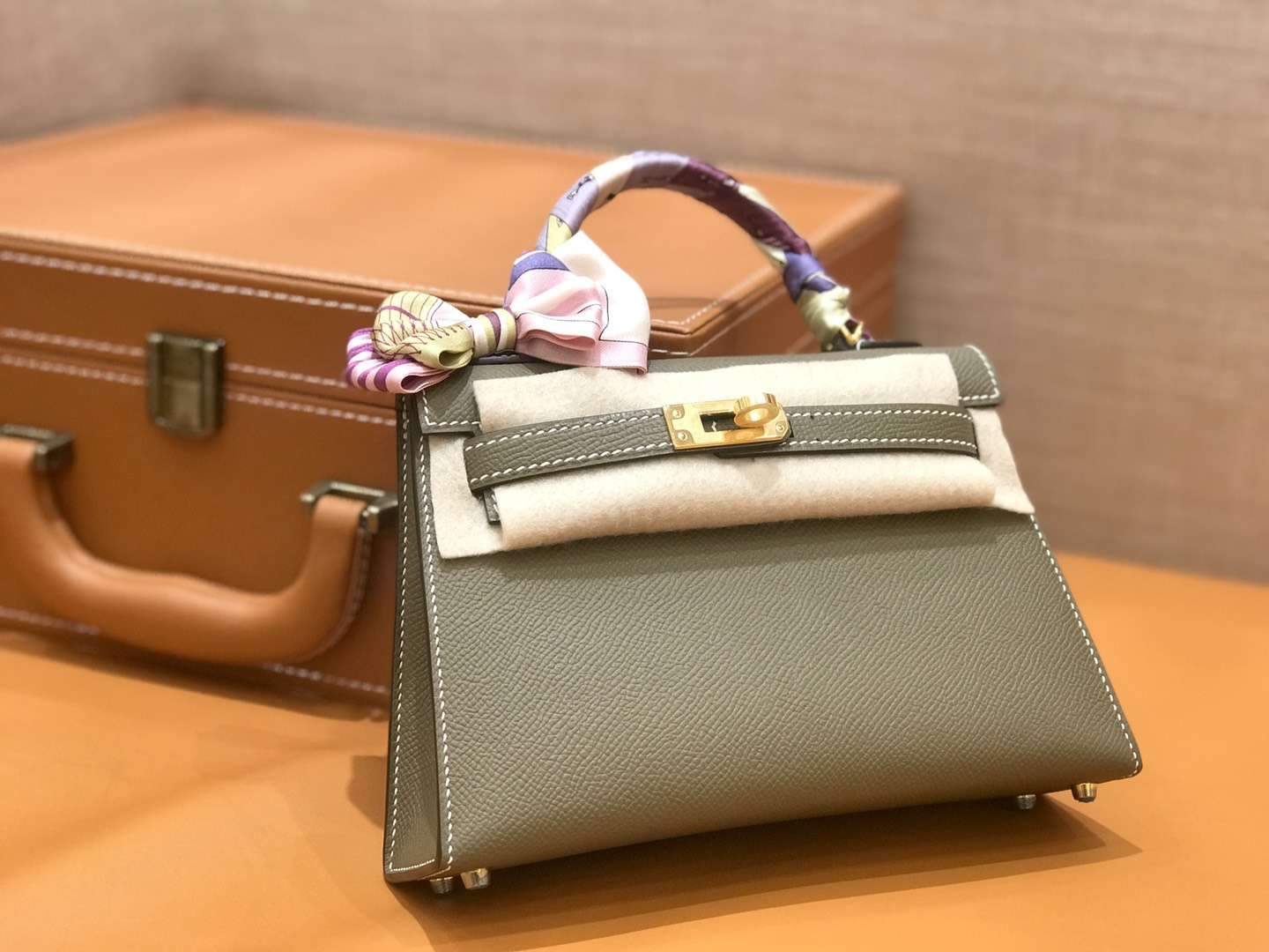 Hermès（爱马仕）mini Kelly 大象灰 金扣 德国进口掌纹皮 全手工缝制