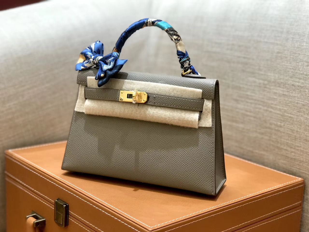 Hermès（爱马仕）mini Kelly 银河灰 金扣 德国进口掌纹皮 全手工缝制