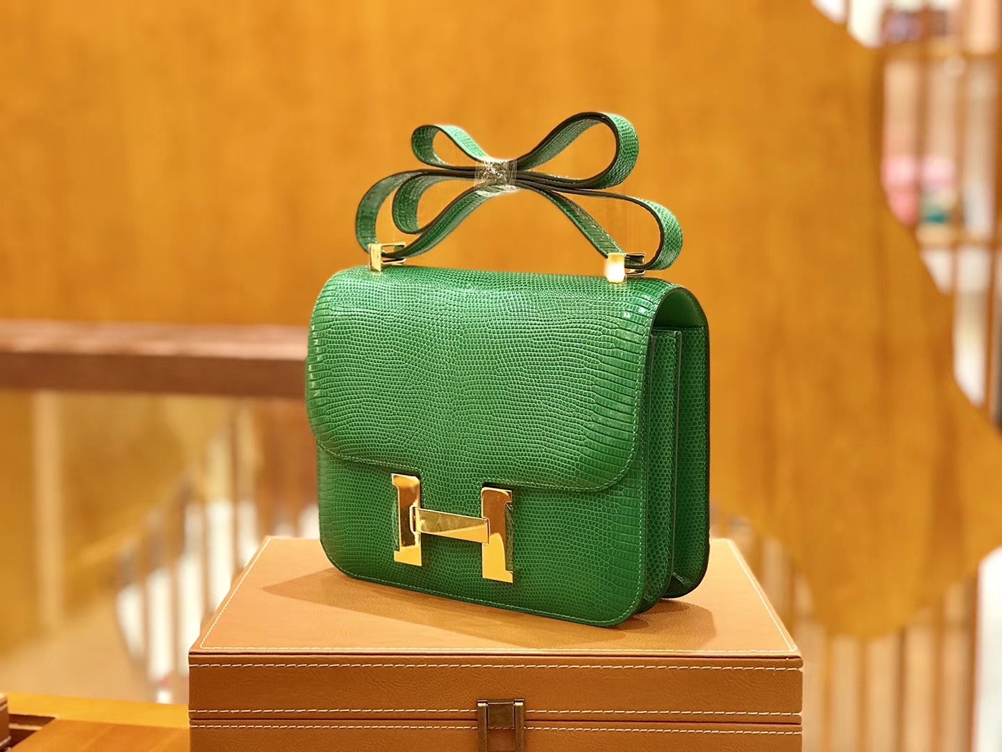 Hermès（爱马仕）Constance 空姐包 蜥蜴皮 仙人掌绿 24cm