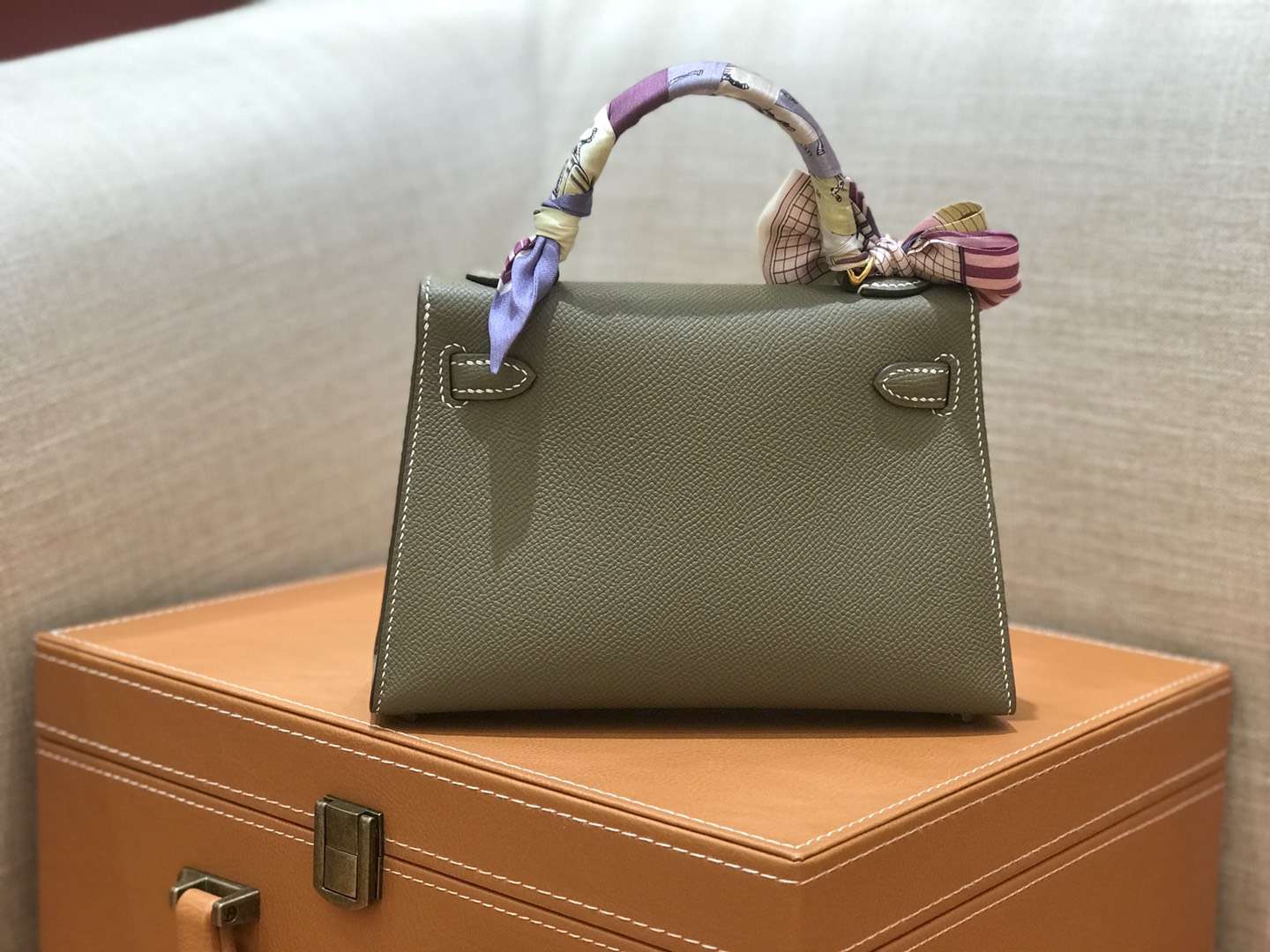 Hermès（爱马仕）mini Kelly 大象灰 金扣 德国进口掌纹皮 全手工缝制