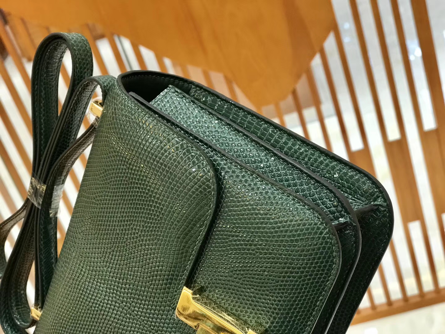 Hermès（爱马仕）Constance 空姐包 蜥蜴皮 孔雀绿 18cm