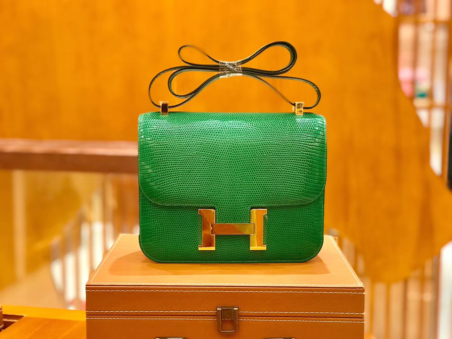 Hermès（爱马仕）Constance 空姐包 蜥蜴皮 仙人掌绿 24cm