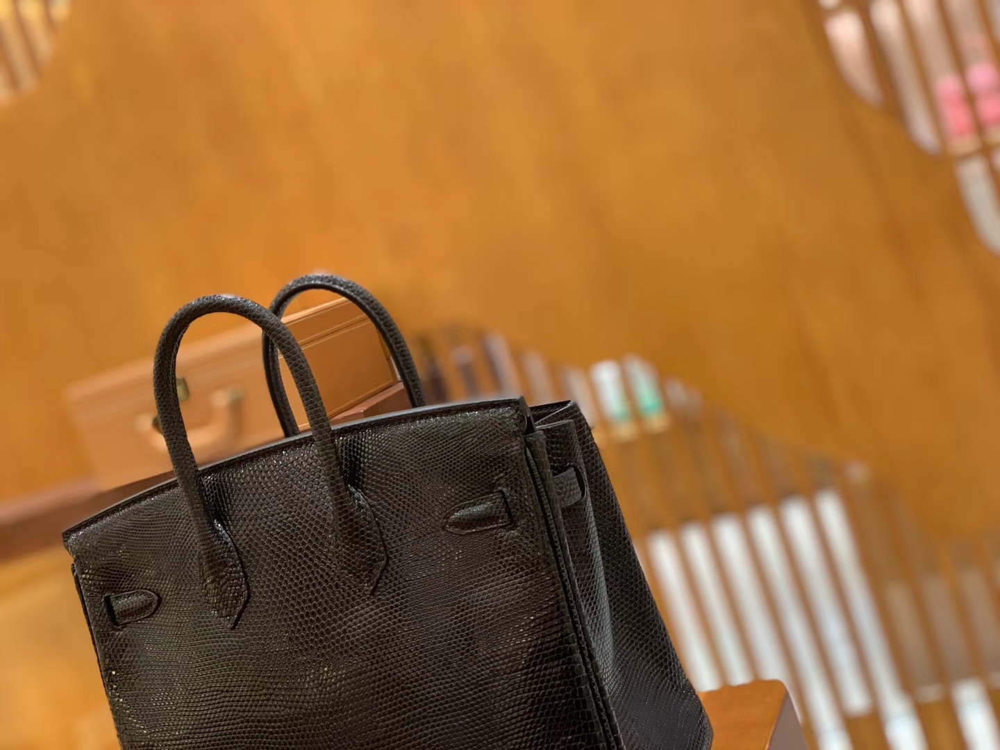 Hermès（爱马仕）Birkin 铂金包 经典黑 蜥蜴皮 银扣 25cm