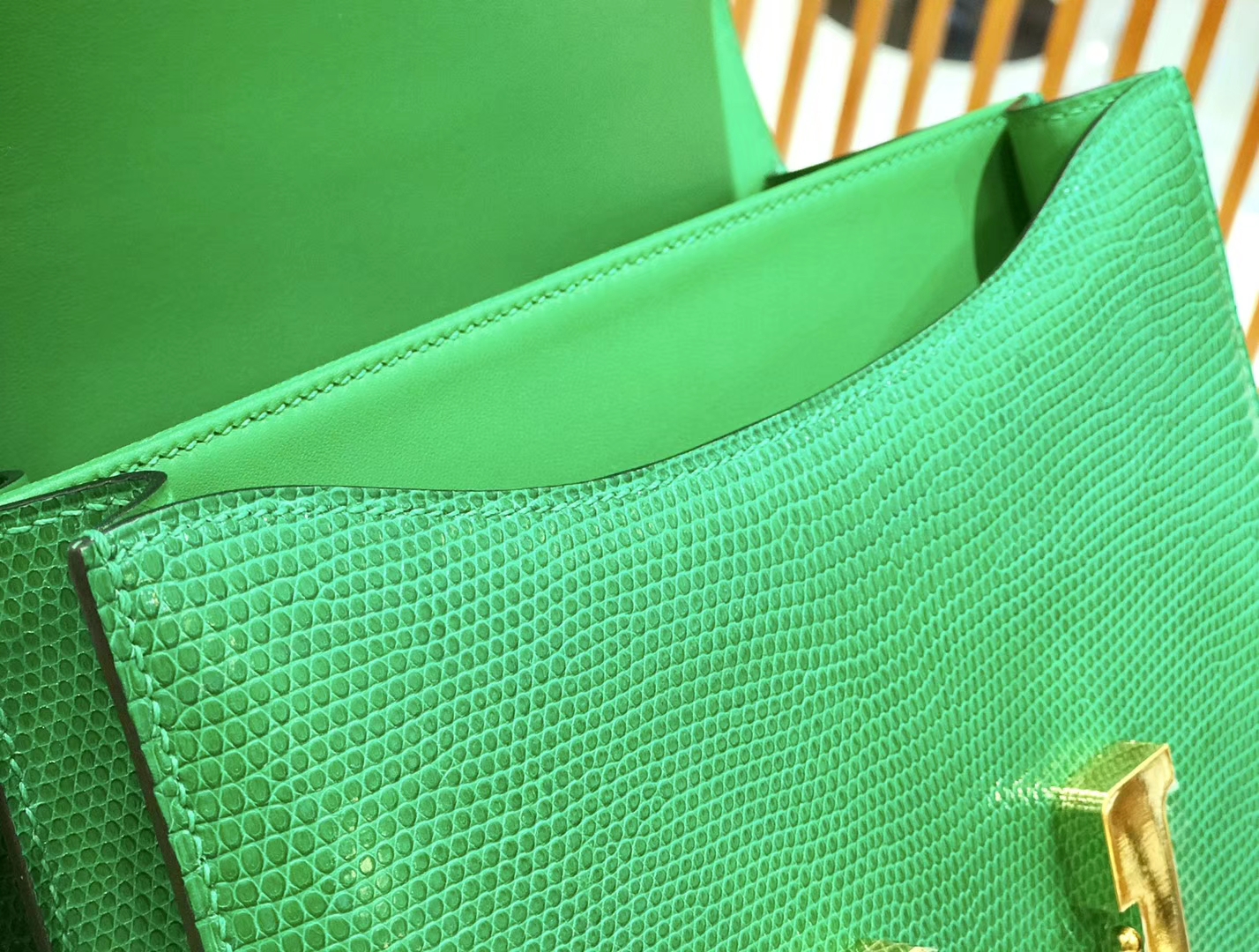 Hermès（爱马仕）Constance 空姐包 蜥蜴皮 仙人掌绿 24cm