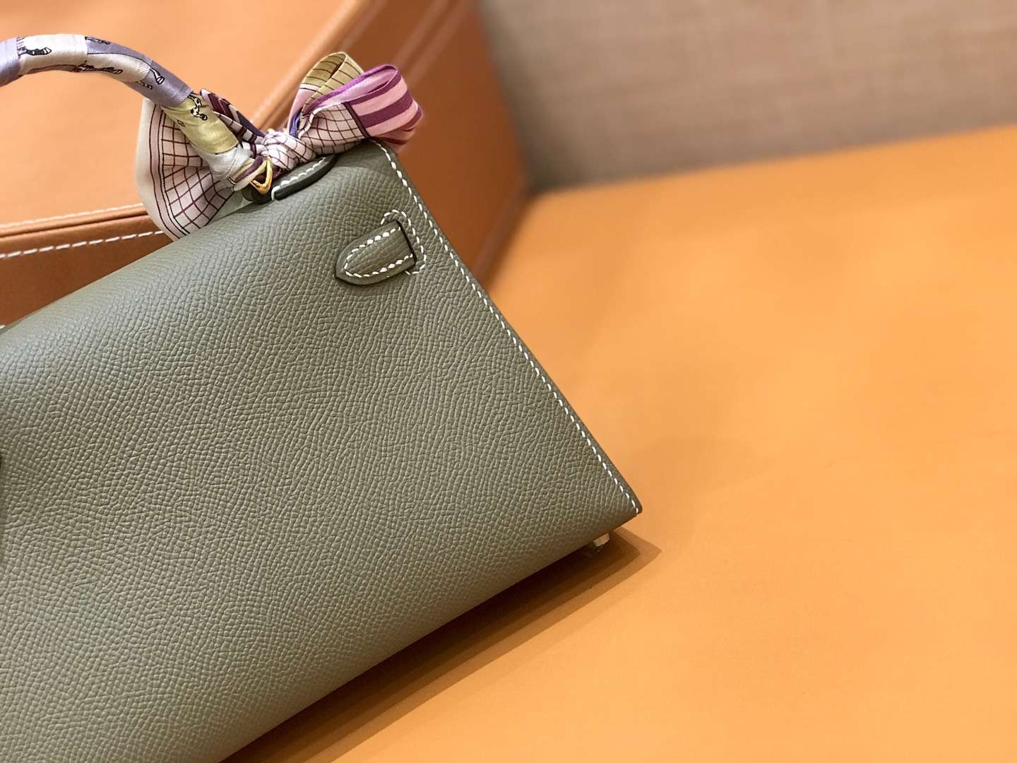 Hermès（爱马仕）mini Kelly 大象灰 金扣 德国进口掌纹皮 全手工缝制