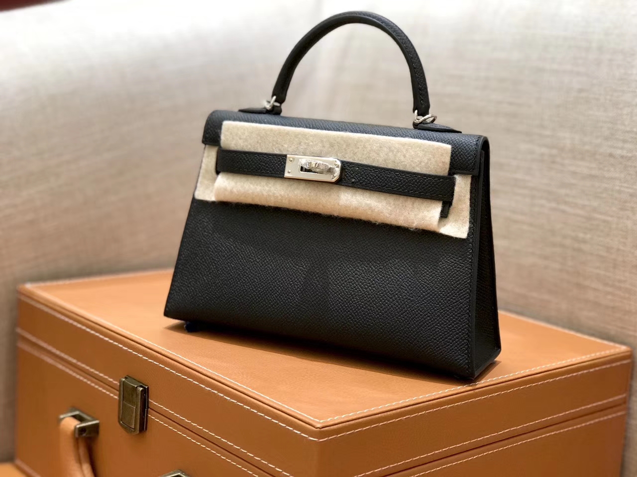 Hermès（爱马仕）mini Kelly 经典黑 银扣 德国进口掌纹皮 全手工缝制