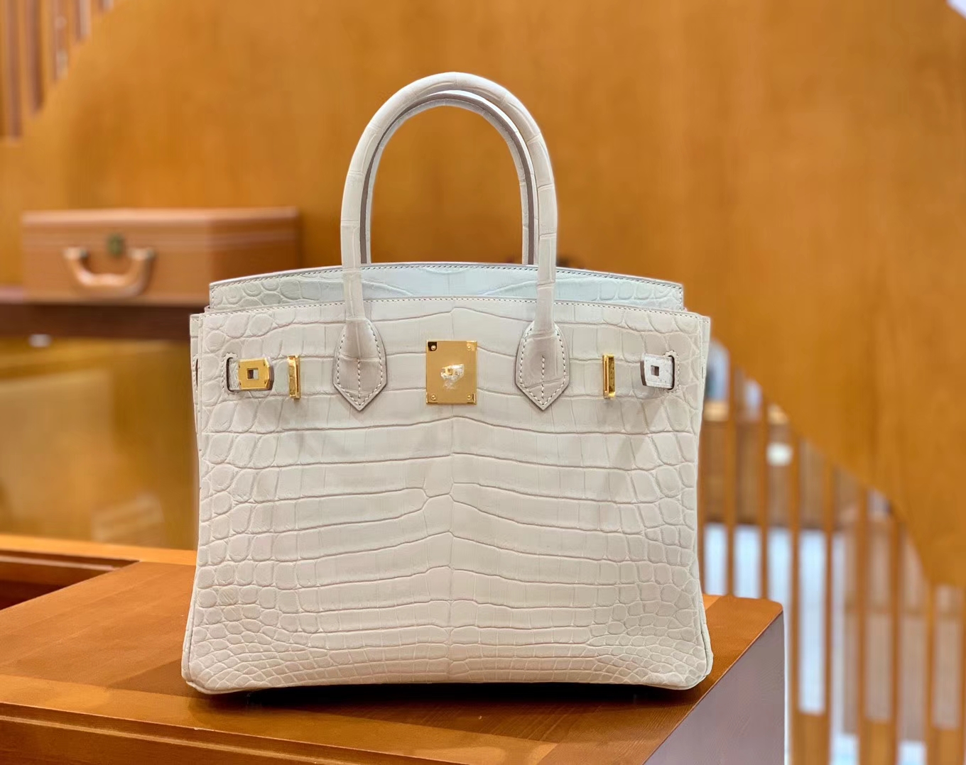 Hermès（爱马仕）Birkin 铂金包 羊毛白 一级皮 尼罗鳄鱼皮 臻品级别 金扣 30cm