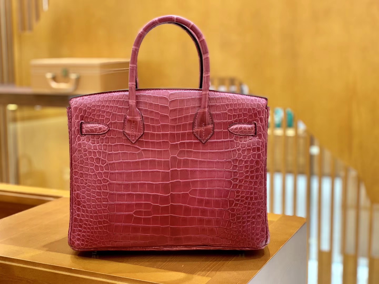 Hermès（爱马仕）Birkin 30cm 石榴红 金扣 尼罗 雾面 两点 鳄鱼皮 全手工