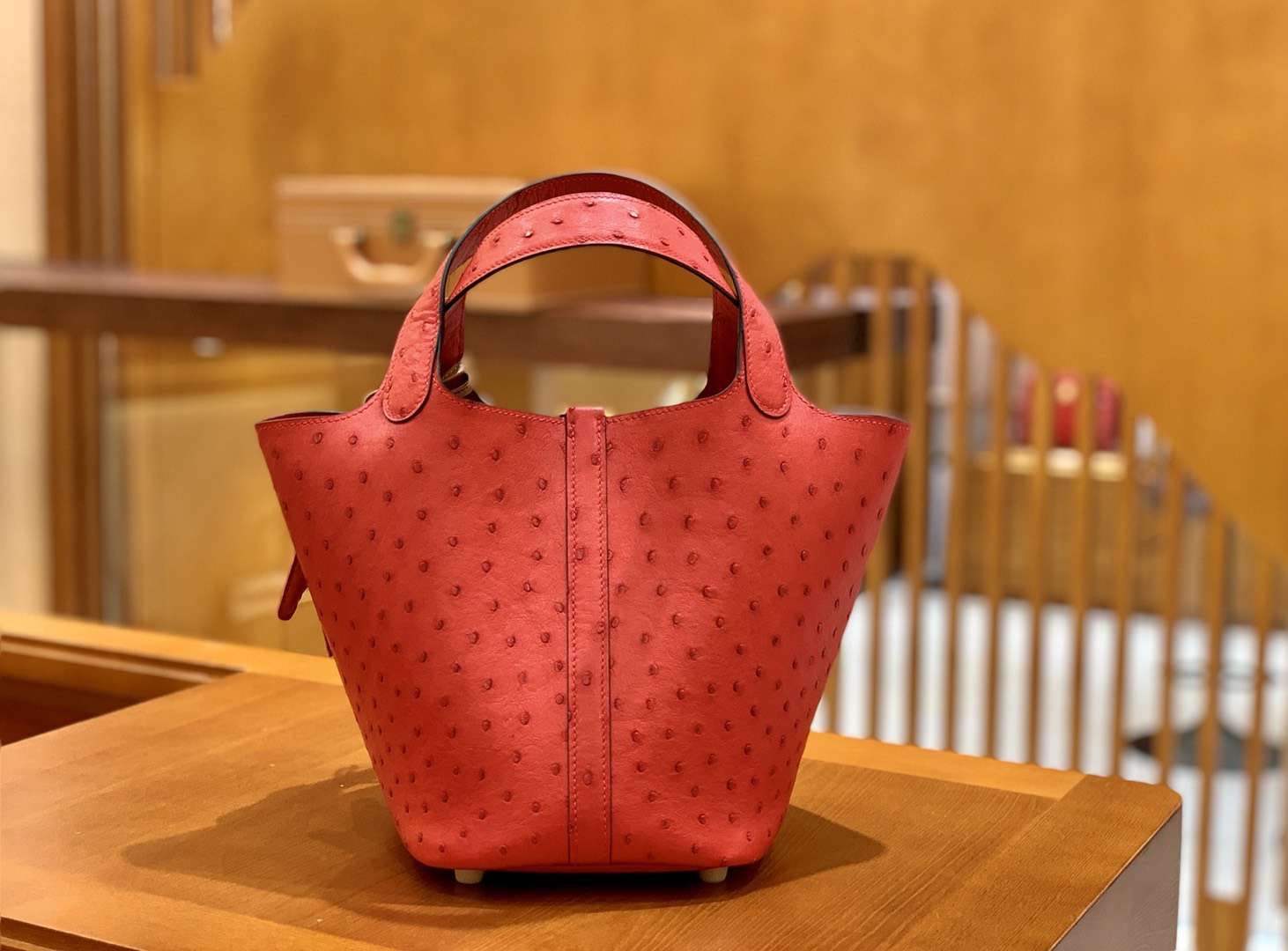 Hermès（爱马仕）Piction 菜篮包 18cm 鸵鸟皮 现货