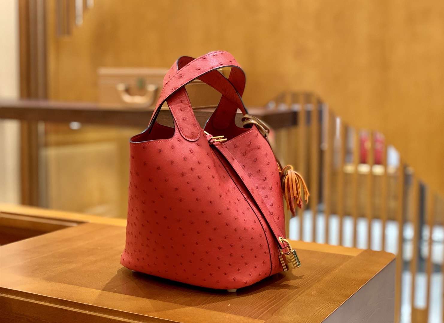Hermès（爱马仕）Piction 菜篮包 18cm 鸵鸟皮 现货
